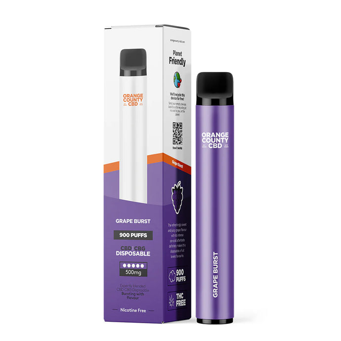 Grape Burst (500mg) CBD Disposable Vape Bar by Orange County
