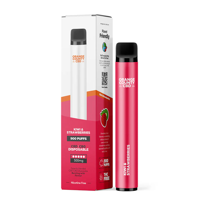 Kiwi & Strawberries (500mg) CBD Disposable Vape Bar by Orange County
