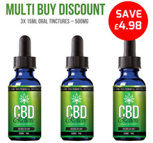 Load image into Gallery viewer, MULTI BUY DEAL: 3x 15ml Full Spectrum CBD Oil Tincture&#39;s - 500mg