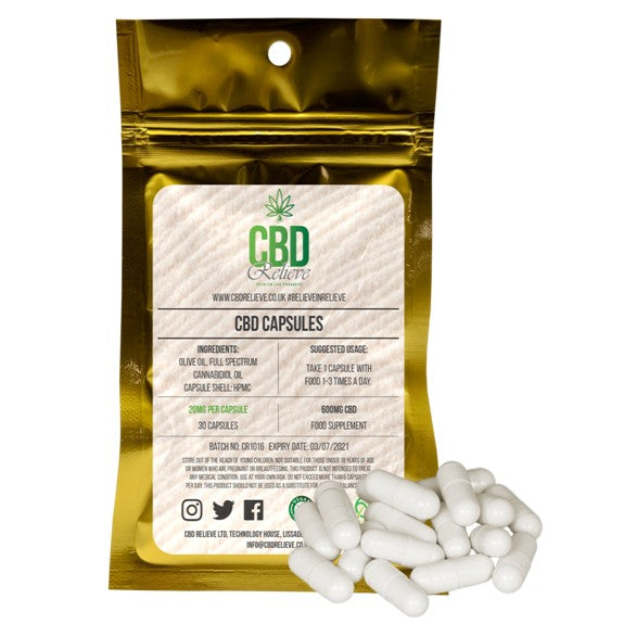 CBD Relieve | Full Spectrum CBD Capsules – 600mg / 30pcs